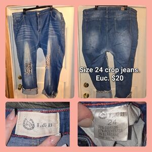 L&B Distressed Blue Jeans with Leopard Accents
